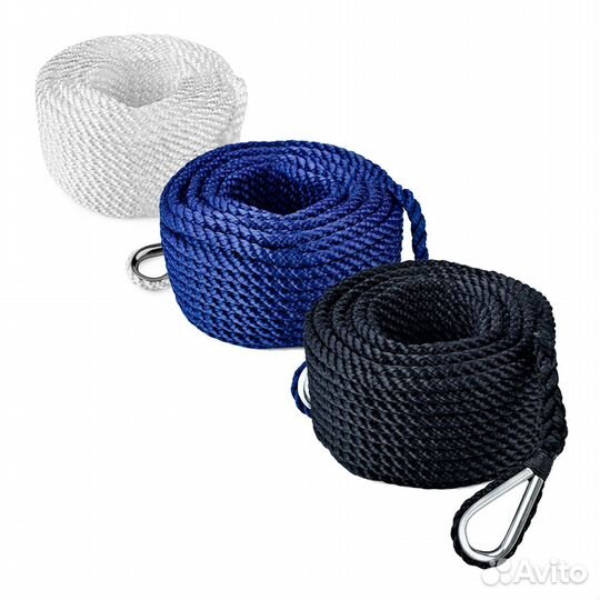 Трос (конец) якорный трёхпрядный, 12мм*50м нейлон