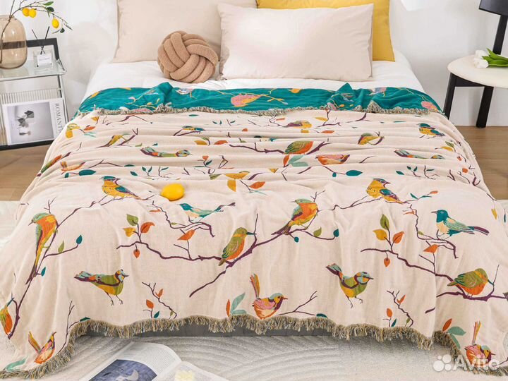 Стильное эффектное покрывало 150х200 хлопок