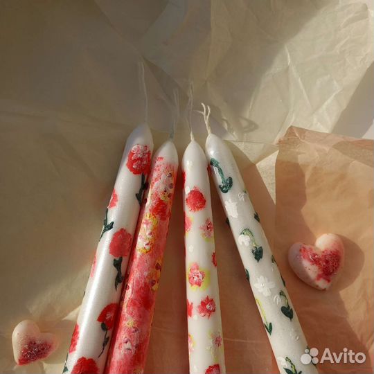 Античные свечи с росписью ручной работы