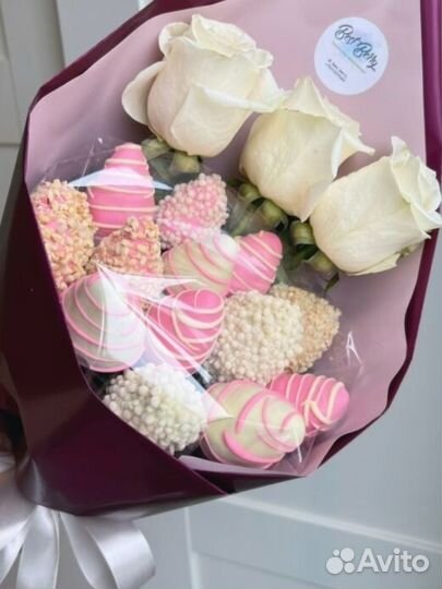 Клубника в шоколаде, сладкие букеты из клубники