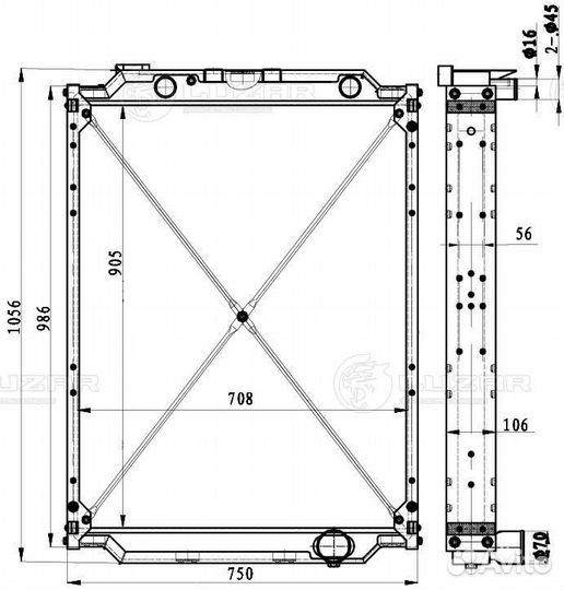 Радиатор охлаждения для Маз Ямз-7511