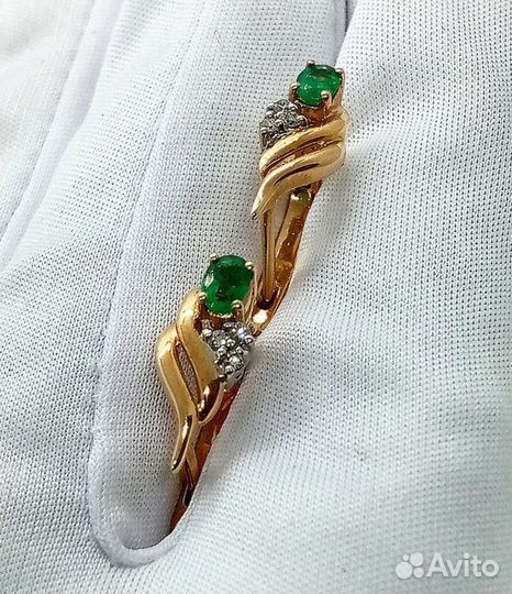 Серьги с природным камнем Золото