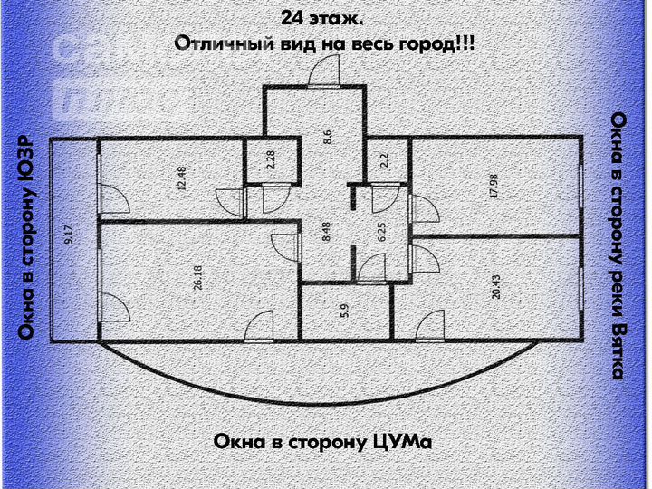 3-к. квартира, 126 м², 24/25 эт.