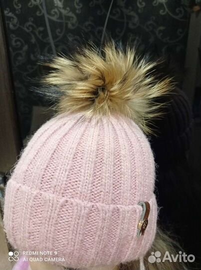 Шапка зимняя с натуральным помпоном