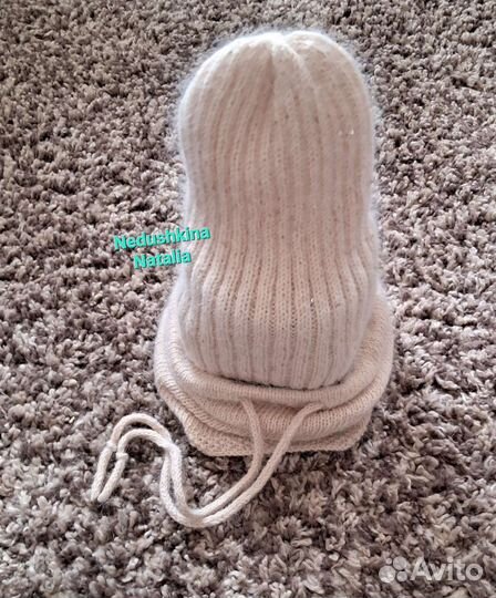 Женская шапка и снуд из пуха норки