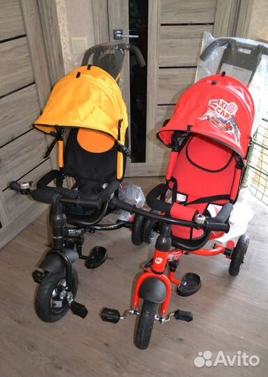 Детский велосипед с ручкой новый, надувные колеса