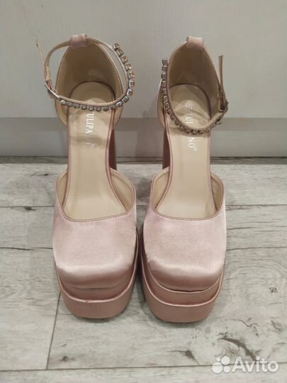 Туфли атласные пудровые