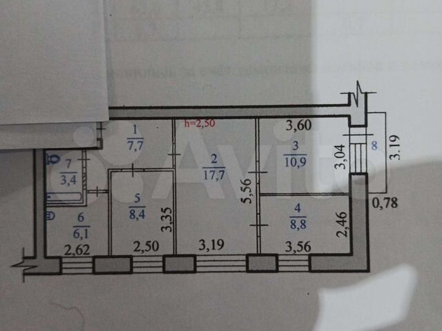 4-к. квартира, 63 м², 2/5 эт.