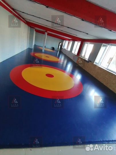 Борцовский ковер 12х12 трехцветный люверсы