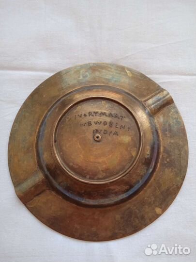 Пепельница ретро латунь эмаль