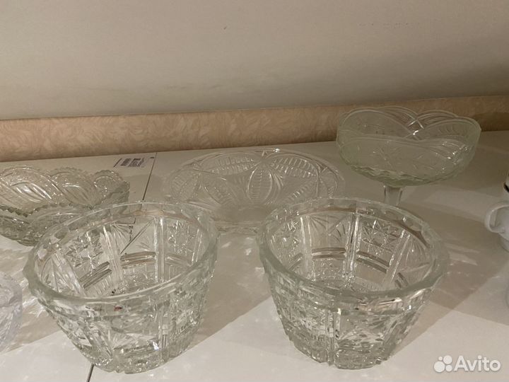 Конфетница и салатницы хрусталь