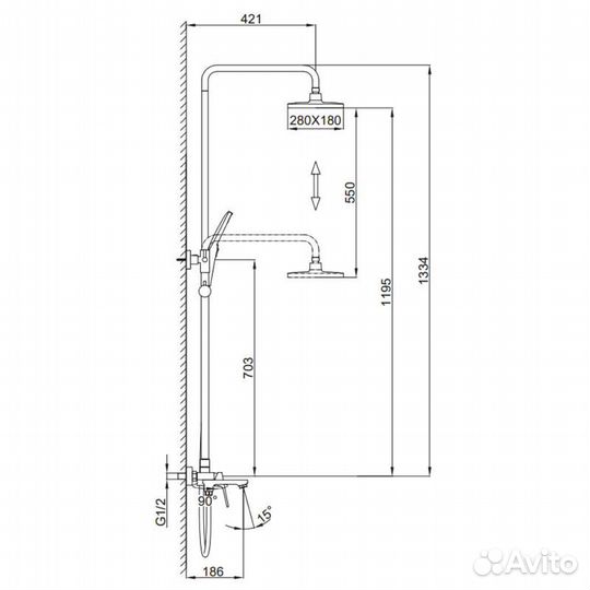 Душевой гарнитур F2486-9 оружейная сталь
