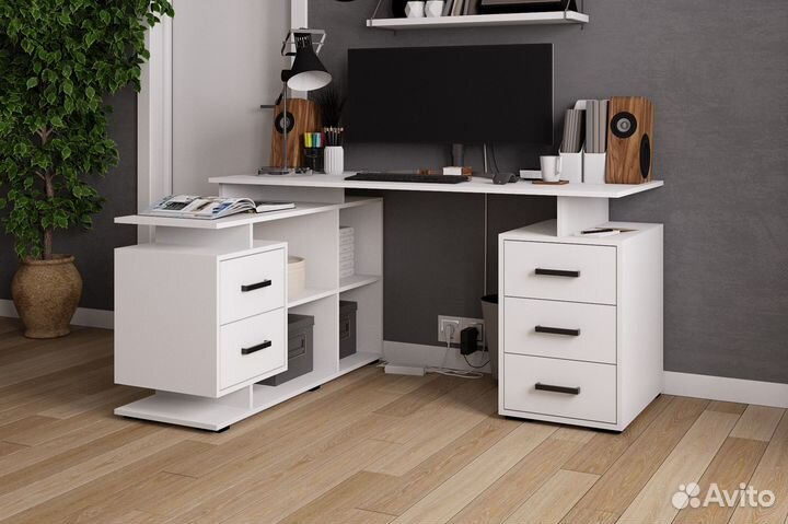 Стол угловой компьютерный белый 1.5м новый