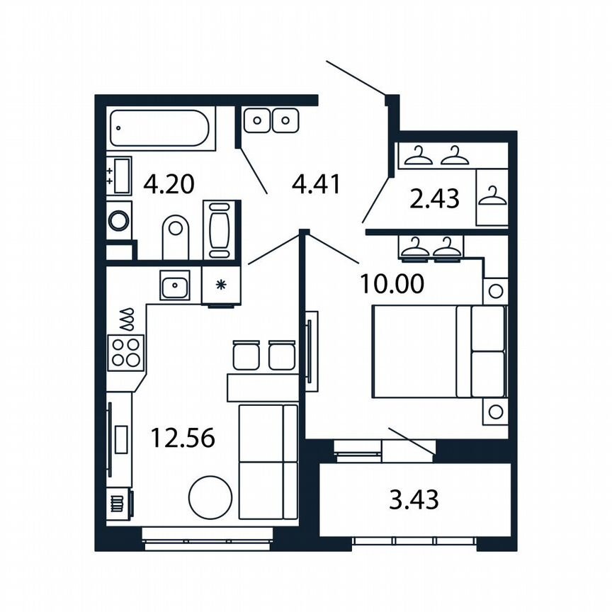 1-к. квартира, 32,9 м², 4/12 эт.