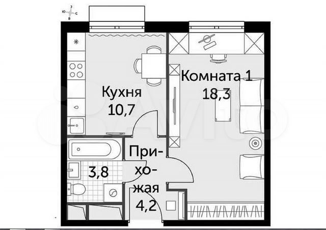 1-к. квартира, 37 м², 7/12 эт.