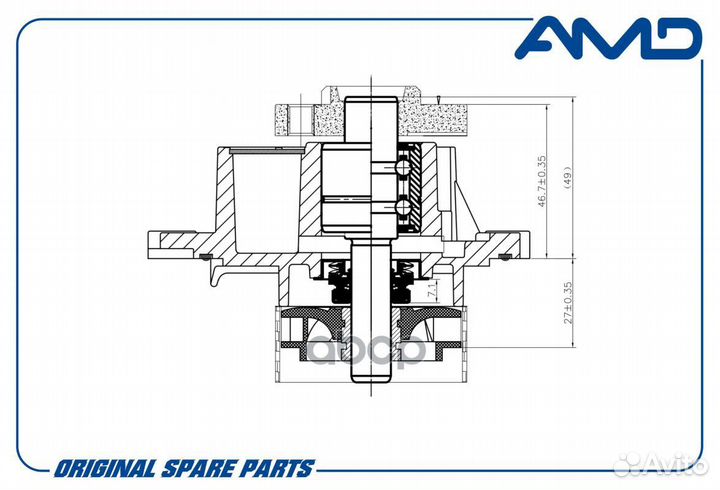 Водяной насос (помпа) chevrolet (Cruze J300) (1,6)