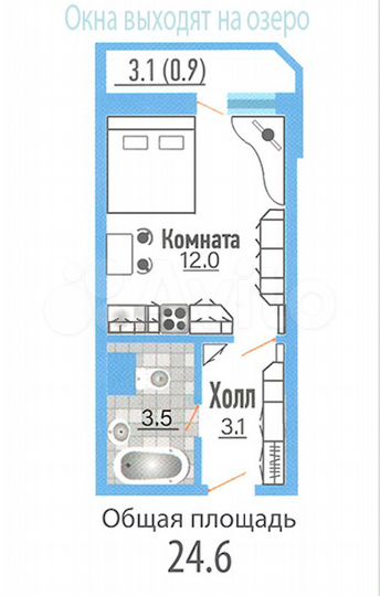 Квартира-студия, 24,6 м², 17/17 эт.