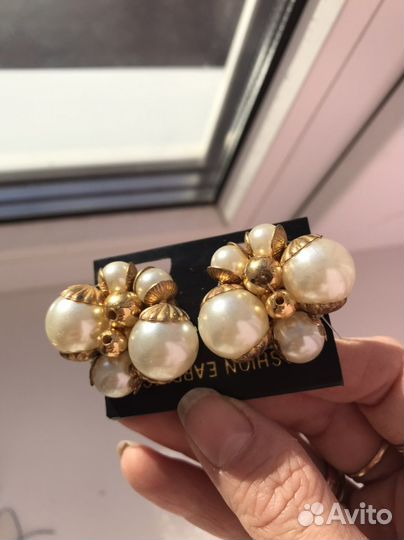 Винтажные клипсы с жемчугом