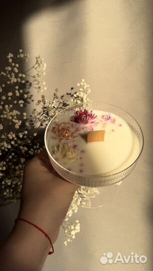 Свеча в хрустальном бокале ручной работы