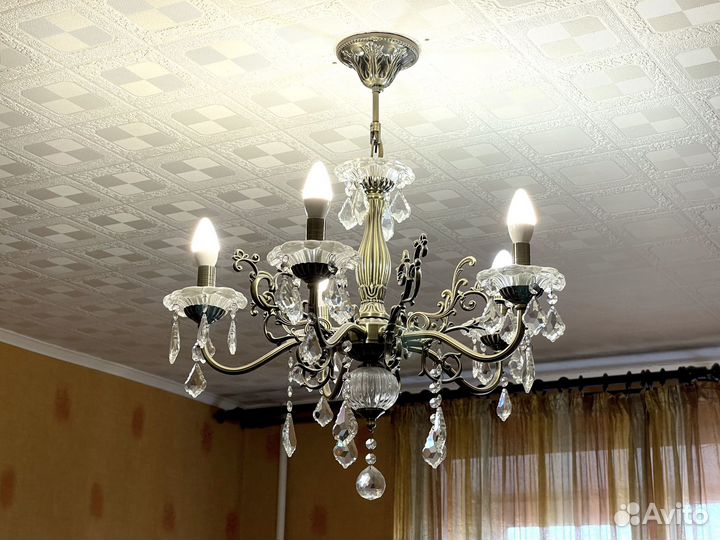 Люстра с хрусталем Eurosvet 3281/5 античная бронза