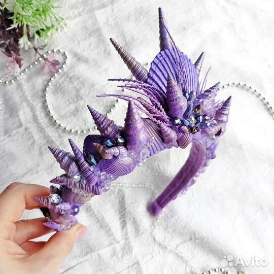 Морская корона ободок с ракушками