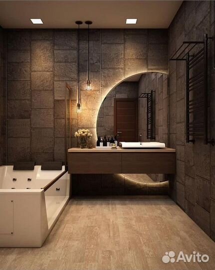 Зеркало с подсветкой в ванную полукруглое Selena