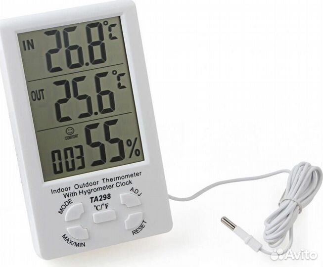 Метеостанция Термометр Гигрометр TA298 с часами и