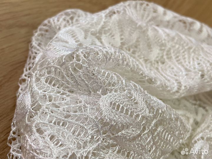 Платок ажурный для невесты белый шарф женский