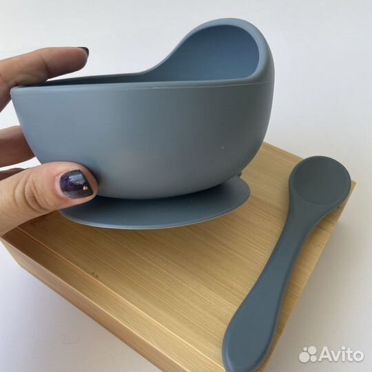 Силиконовая тарелка с ложкой