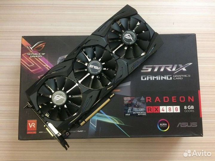 Видеокарта radeon rx 480 8gb asus strix