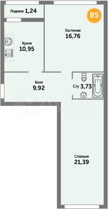 2-к. квартира, 64,9 м², 4/9 эт.