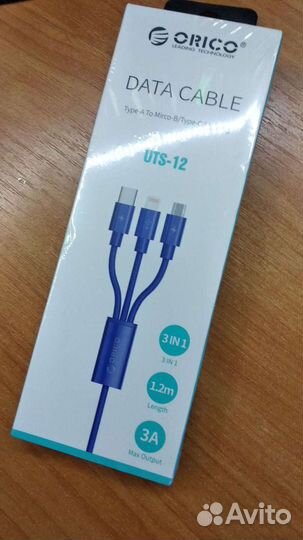 Кабель провод 3 выхода: iPhone type C micro usb