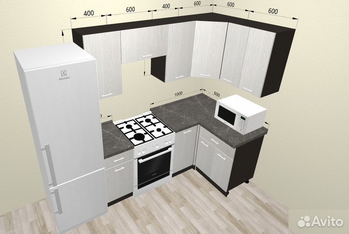 Кухня Мальва угловая 2,0*1,2 м / Кухонный гарнитур