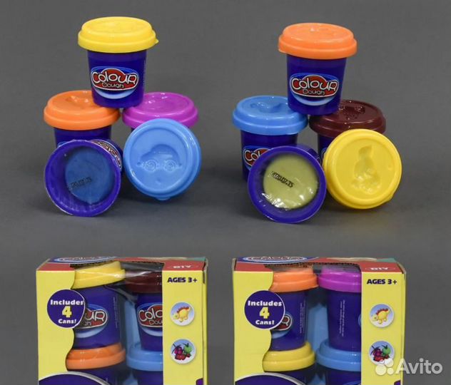 Пластилин для лепки colour dough 4 цвета (9201)