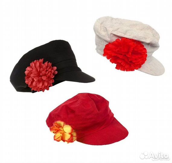 Картуз детский русский народный, кепка с цветком