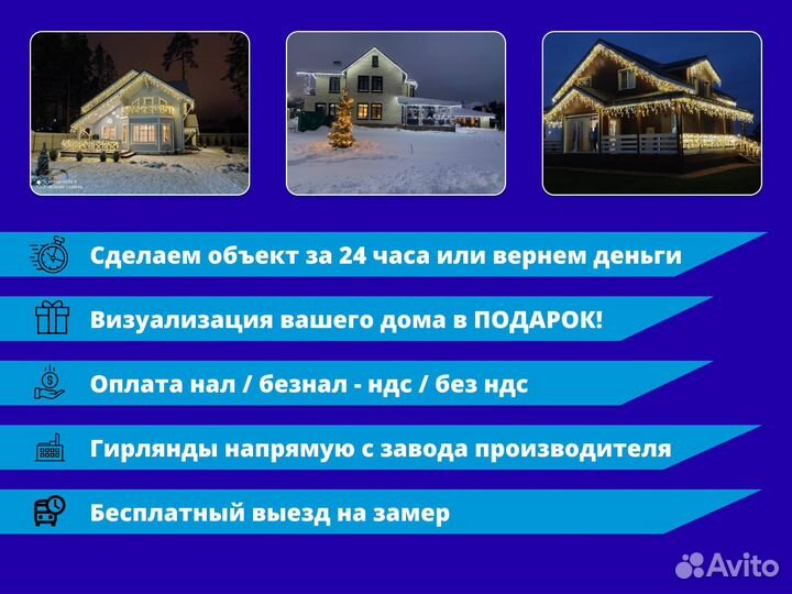 Украшение домов гирляндами / Подсветка фасада