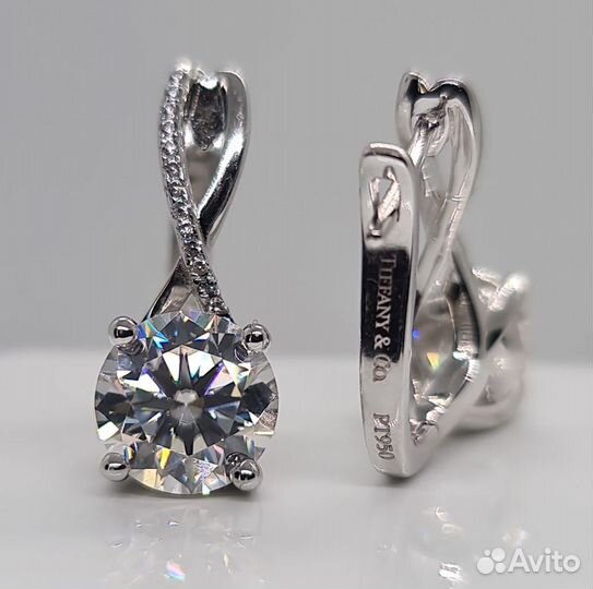 Серьги с бриллиантами (муассанитами) 4ct