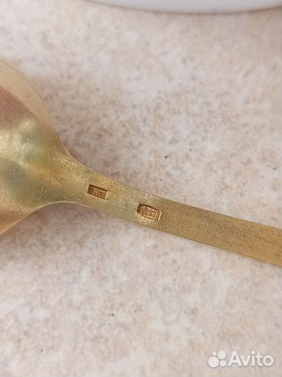 Ложки чайные серебро эмаль 875 проба