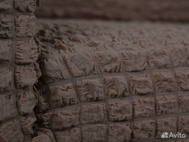 Чехол на диван угловой с выступом слева Коричневый