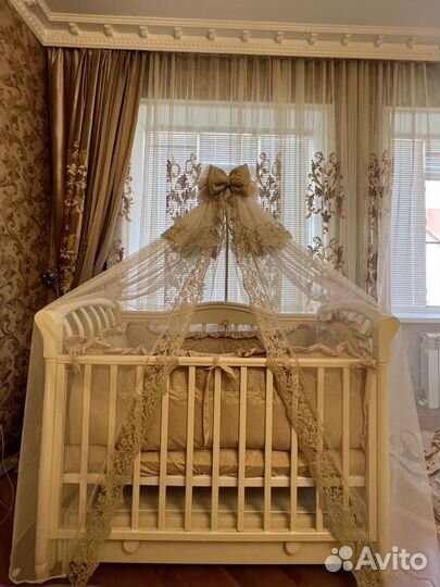 Кровать детская с балдахином,бортиками,матрасом