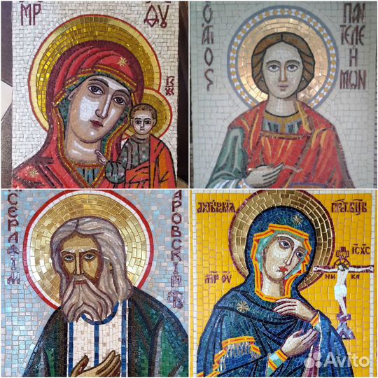 Иконы из мозаики Казанская,Серафим Саровский
