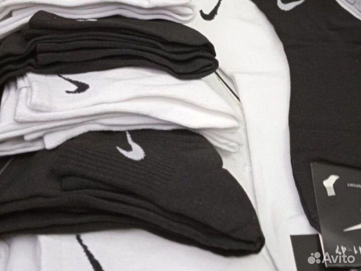 Белые чёрные носки Nike хлопок