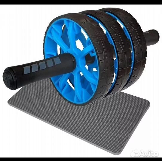Ролик для пресса синий три колеса диаметр 15,5 см