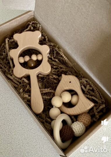 Деревянная погремушка + грызунок