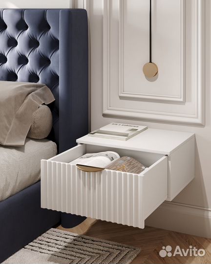 Тумба подвесная фасад рифленый белый