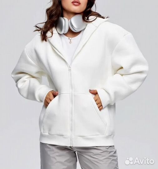 Белое худи на замке L
