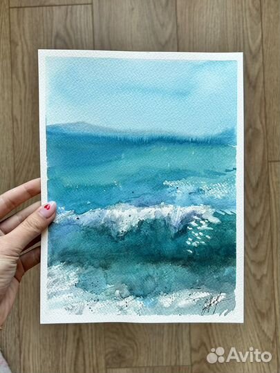 Море картина акварель