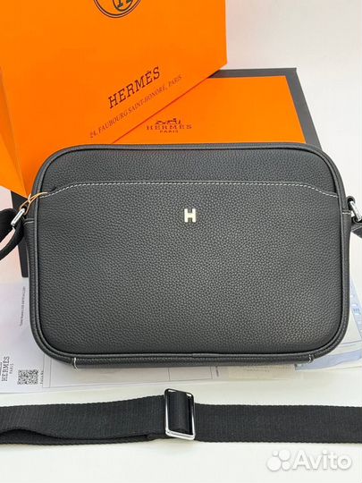 Мужская кожаная сумка через плечо новая hermes