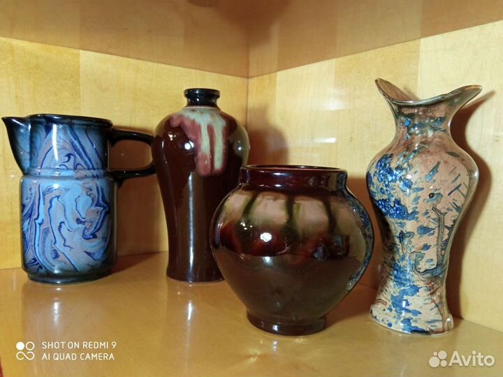 Винтажные вазы и кувшин Кремгэс Васильковский мз