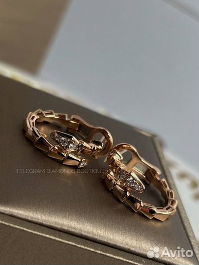 Серьги bvlgari serpenti розовое золото 750